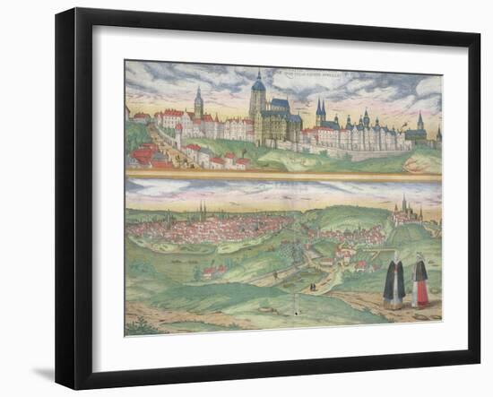 Map of Prague, from "Civitates Orbis Terrarum" by Georg Braun and Frans Hogenberg, circa 1572-Joris Hoefnagel-Framed Giclee Print