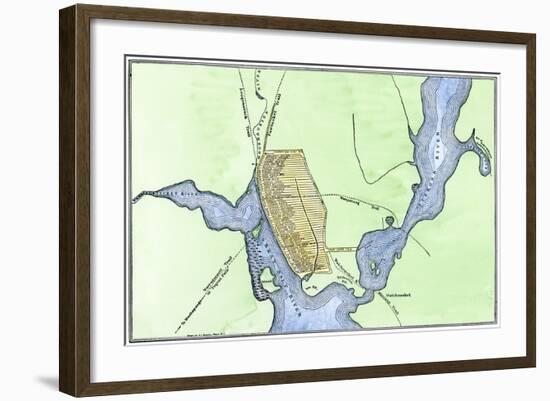 Map of Providence, Rhode Island, in 1664, Showing Property of Original Proprietors-null-Framed Giclee Print