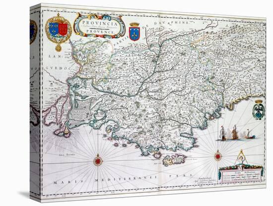 Map of 'Provincia' or Provence, Now Part of Southern France, 1638-Willem Janszoon Blaeu-Stretched Canvas