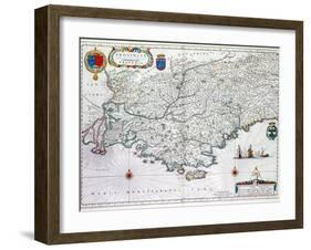 Map of 'Provincia' or Provence, Now Part of Southern France, 1638-Willem Janszoon Blaeu-Framed Giclee Print