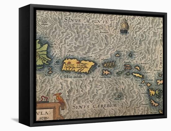 Map of Puerto Rico and the Antilles-null-Framed Stretched Canvas