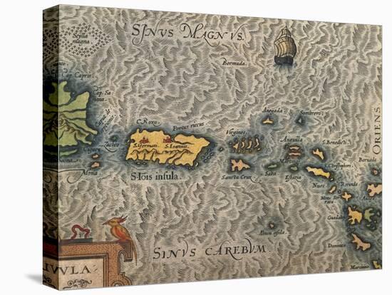 Map of Puerto Rico and the Antilles-null-Stretched Canvas