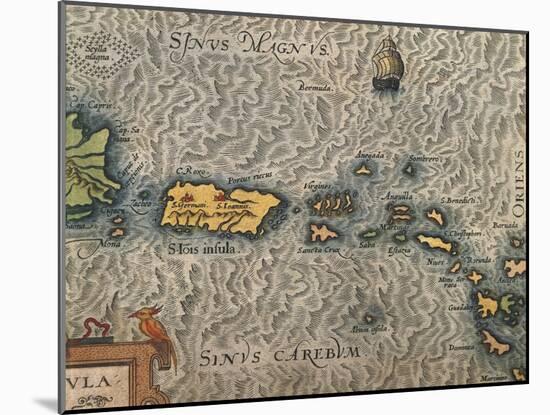 Map of Puerto Rico and the Antilles-null-Mounted Giclee Print