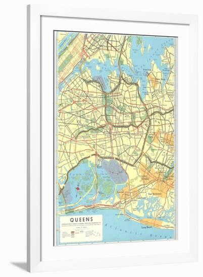 Map of Queens, New York-null-Framed Art Print