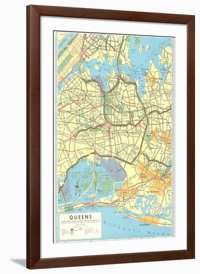 Map of Queens, New York-null-Framed Art Print