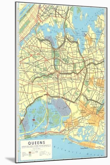 Map of Queens, New York-null-Mounted Art Print