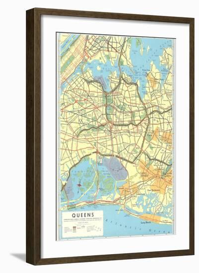 Map of Queens, New York-null-Framed Art Print