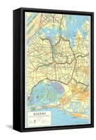 Map of Queens, New York-null-Framed Stretched Canvas