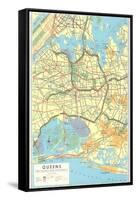 Map of Queens, New York-null-Framed Stretched Canvas