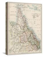 Map of Queensland, Australia, 1870s-null-Stretched Canvas