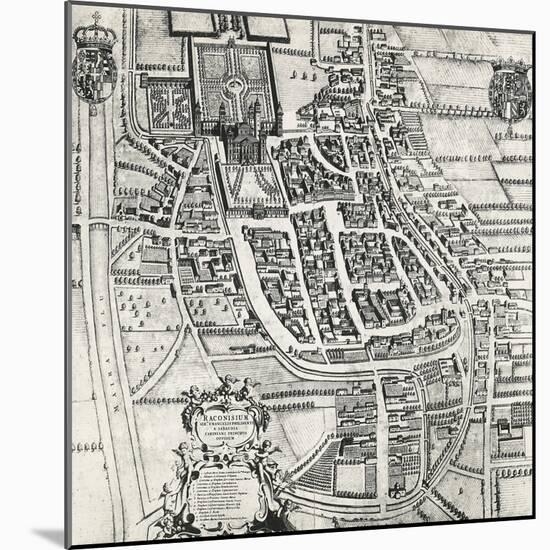 Map of Racconigi, by Joan Blaeu (1596-1673), Italy, 17th Century-null-Mounted Giclee Print
