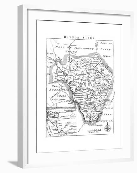 Map of Radnorshire, Wales, 18th Century-null-Framed Giclee Print