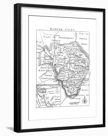 Map of Radnorshire, Wales, 18th Century-null-Framed Giclee Print