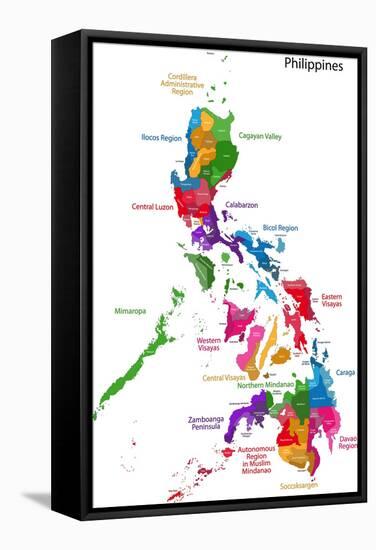 Map of Republic of the Philippines with Eighty Provinces-Volina-Framed Stretched Canvas