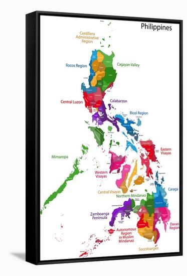 Map of Republic of the Philippines with Eighty Provinces-Volina-Framed Stretched Canvas