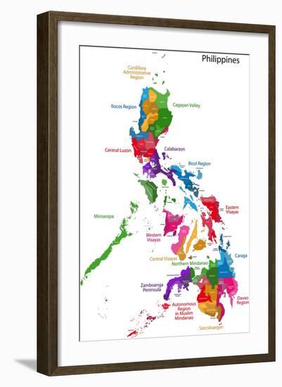 Map of Republic of the Philippines with Eighty Provinces-Volina-Framed Art Print