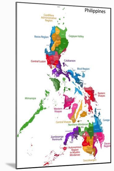 Map of Republic of the Philippines with Eighty Provinces-Volina-Mounted Art Print