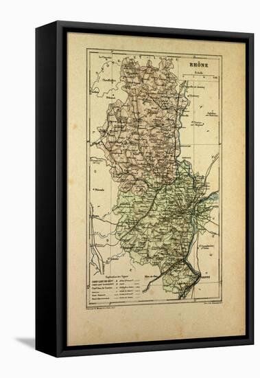 Map of Rhône France-null-Framed Stretched Canvas