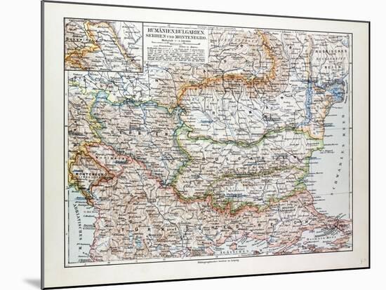 Map of Romania Serbia Bulgaria Montenegro 1899-null-Mounted Giclee Print