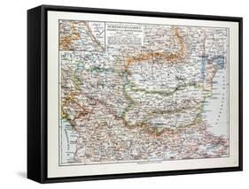 Map of Romania Serbia Bulgaria Montenegro 1899-null-Framed Stretched Canvas