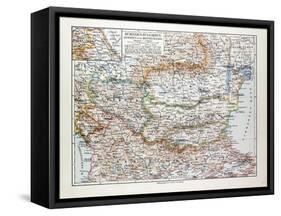 Map of Romania Serbia Bulgaria Montenegro 1899-null-Framed Stretched Canvas