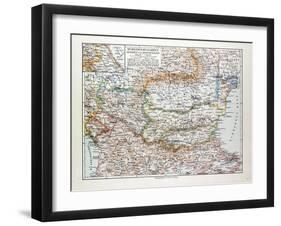 Map of Romania Serbia Bulgaria Montenegro 1899-null-Framed Giclee Print