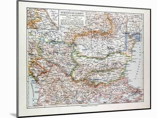 Map of Romania Serbia Bulgaria Montenegro 1899-null-Mounted Giclee Print