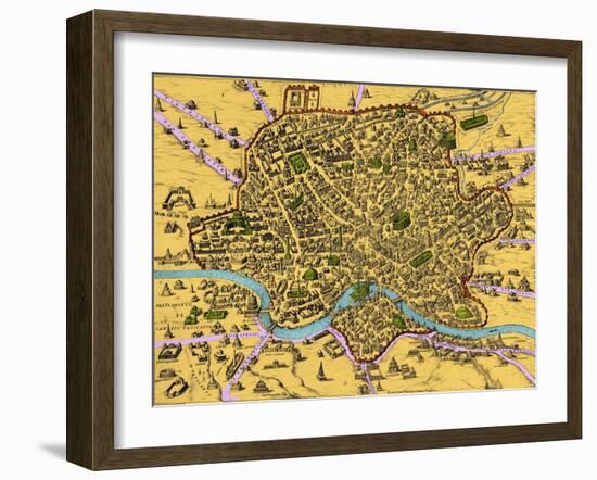 Map of Rome, 1500s-Science Source-Framed Giclee Print