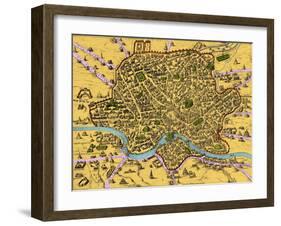 Map of Rome, 1500s-Science Source-Framed Giclee Print