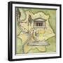 Map of Rome: Camp, Temple of Vesta, Circus Maximus, Capitoline Hill and the Temple of Jupiter-null-Framed Premium Giclee Print