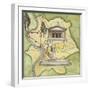 Map of Rome: Camp, Temple of Vesta, Circus Maximus, Capitoline Hill and the Temple of Jupiter-null-Framed Premium Giclee Print