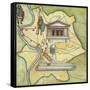 Map of Rome: Camp, Temple of Vesta, Circus Maximus, Capitoline Hill and the Temple of Jupiter-null-Framed Stretched Canvas