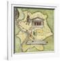 Map of Rome: Camp, Temple of Vesta, Circus Maximus, Capitoline Hill and the Temple of Jupiter-null-Framed Giclee Print