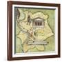 Map of Rome: Camp, Temple of Vesta, Circus Maximus, Capitoline Hill and the Temple of Jupiter-null-Framed Giclee Print