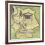 Map of Rome: Camp, Temple of Vesta, Circus Maximus, Capitoline Hill and the Temple of Jupiter-null-Framed Giclee Print