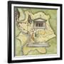 Map of Rome: Camp, Temple of Vesta, Circus Maximus, Capitoline Hill and the Temple of Jupiter-null-Framed Giclee Print