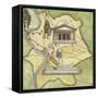 Map of Rome: Camp, Temple of Vesta, Circus Maximus, Capitoline Hill and the Temple of Jupiter-null-Framed Stretched Canvas