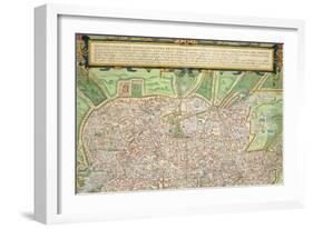 Map of Rome, from "Civitates Orbis Terrarum" by Georg Braun and Frans Hogenberg circa 1572-1617-Joris Hoefnagel-Framed Giclee Print