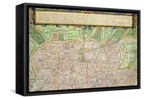 Map of Rome, from "Civitates Orbis Terrarum" by Georg Braun and Frans Hogenberg circa 1572-1617-Joris Hoefnagel-Framed Stretched Canvas