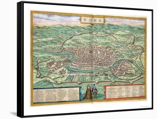 Map of Rome, from "Civitates Orbis Terrarum" by Georg Braun and Frans Hogenberg, circa 1572-Joris Hoefnagel-Framed Stretched Canvas