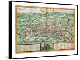 Map of Rome, from "Civitates Orbis Terrarum" by Georg Braun and Frans Hogenberg, circa 1572-Joris Hoefnagel-Framed Stretched Canvas