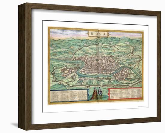 Map of Rome, from "Civitates Orbis Terrarum" by Georg Braun and Frans Hogenberg, circa 1572-Joris Hoefnagel-Framed Giclee Print