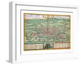 Map of Rome, from "Civitates Orbis Terrarum" by Georg Braun and Frans Hogenberg, circa 1572-Joris Hoefnagel-Framed Giclee Print