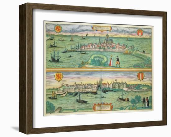 Map of Rotterdam and Gouda, from "Civitates Orbis Terrarum"-Joris Hoefnagel-Framed Giclee Print