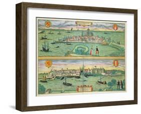 Map of Rotterdam and Gouda, from "Civitates Orbis Terrarum"-Joris Hoefnagel-Framed Giclee Print