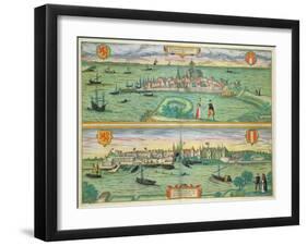 Map of Rotterdam and Gouda, from "Civitates Orbis Terrarum"-Joris Hoefnagel-Framed Giclee Print