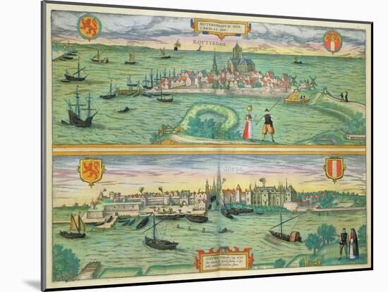 Map of Rotterdam and Gouda, from "Civitates Orbis Terrarum"-Joris Hoefnagel-Mounted Giclee Print