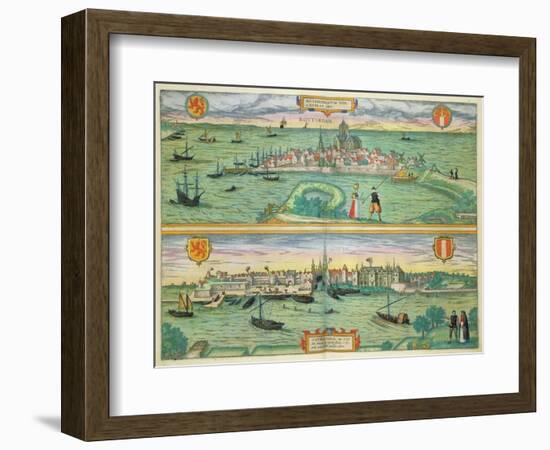 Map of Rotterdam and Gouda, from "Civitates Orbis Terrarum"-Joris Hoefnagel-Framed Giclee Print