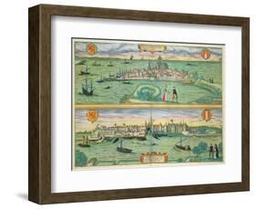 Map of Rotterdam and Gouda, from "Civitates Orbis Terrarum"-Joris Hoefnagel-Framed Giclee Print