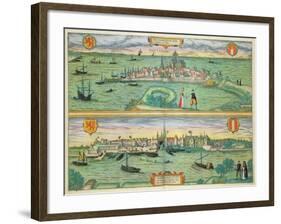 Map of Rotterdam and Gouda, from "Civitates Orbis Terrarum"-Joris Hoefnagel-Framed Giclee Print